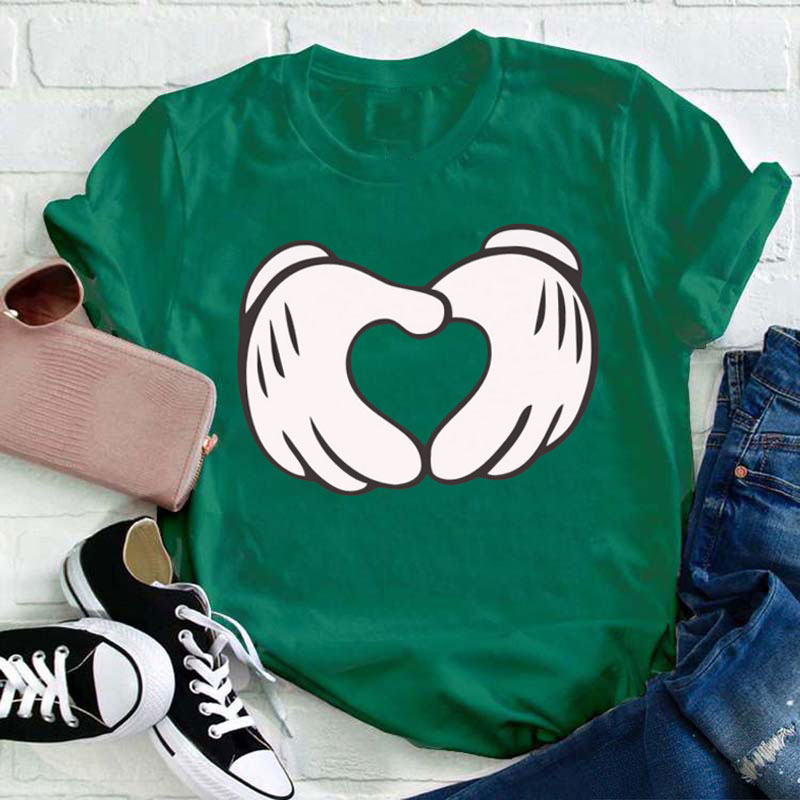 Cartoon Hands Heart Teacher T-Shirt