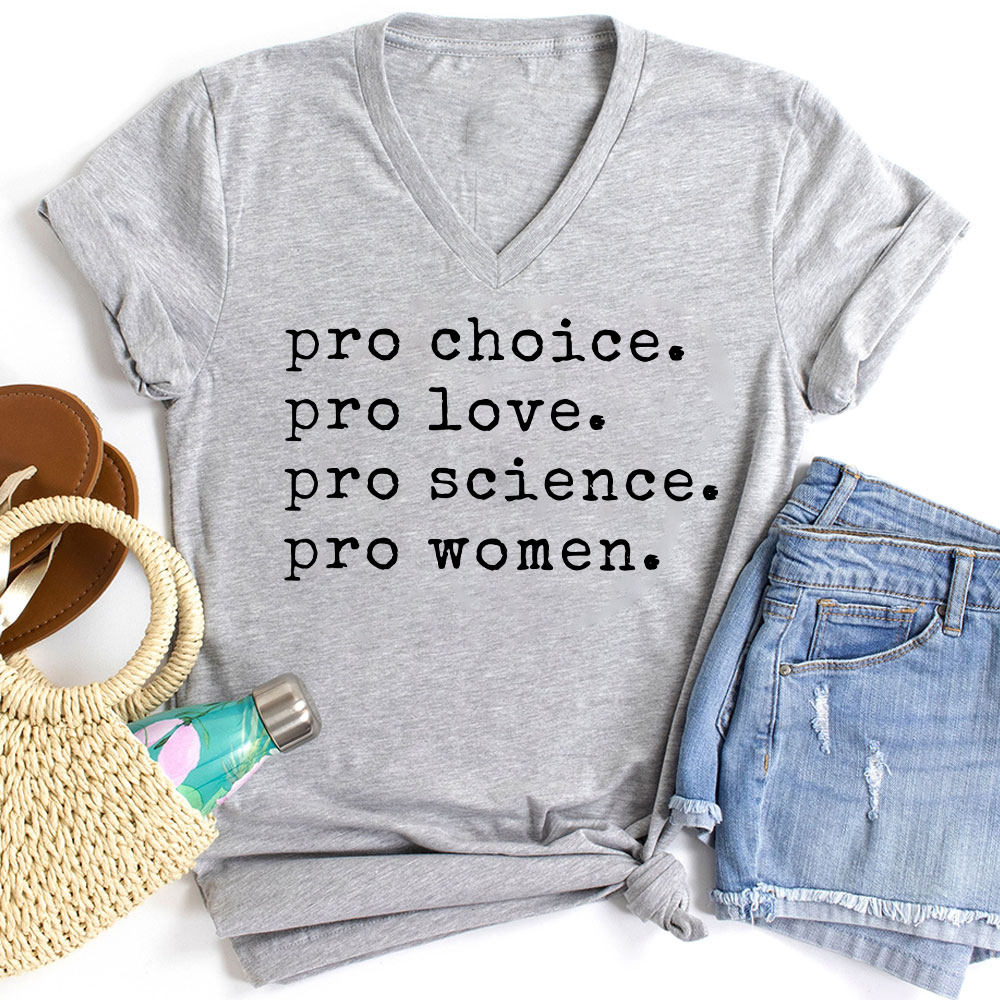 Pro Choice Pro Love Teacher Female V-Neck T-Shirt