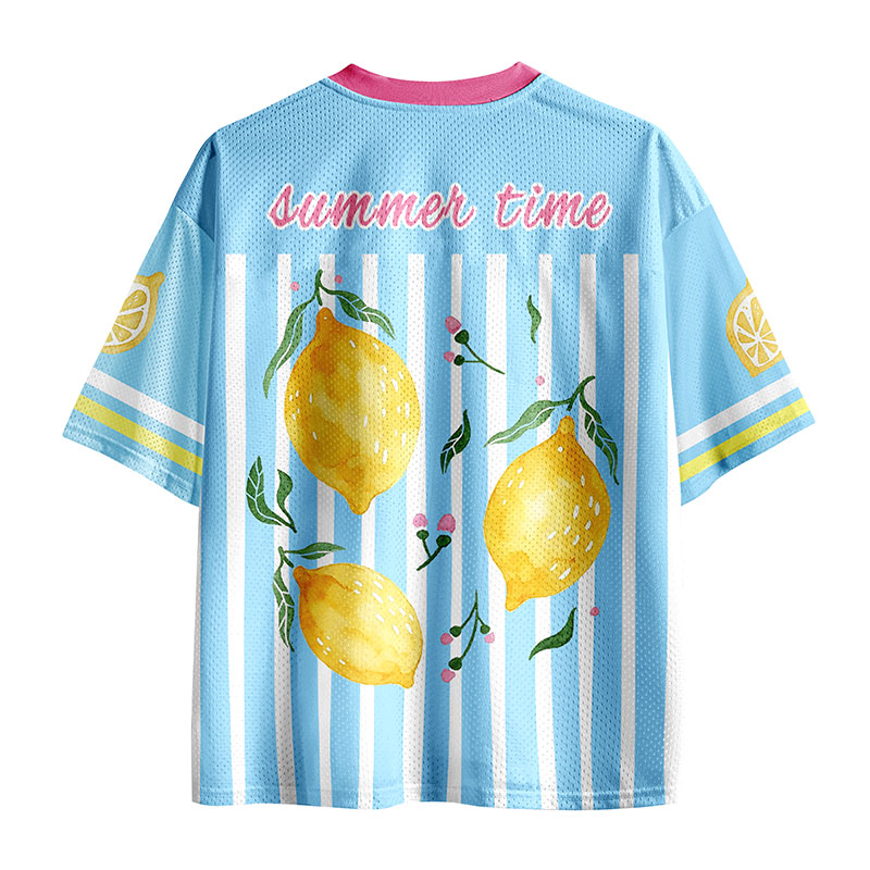 Summer Fresh Lemon And Stripe Teacher Mesh Jersey