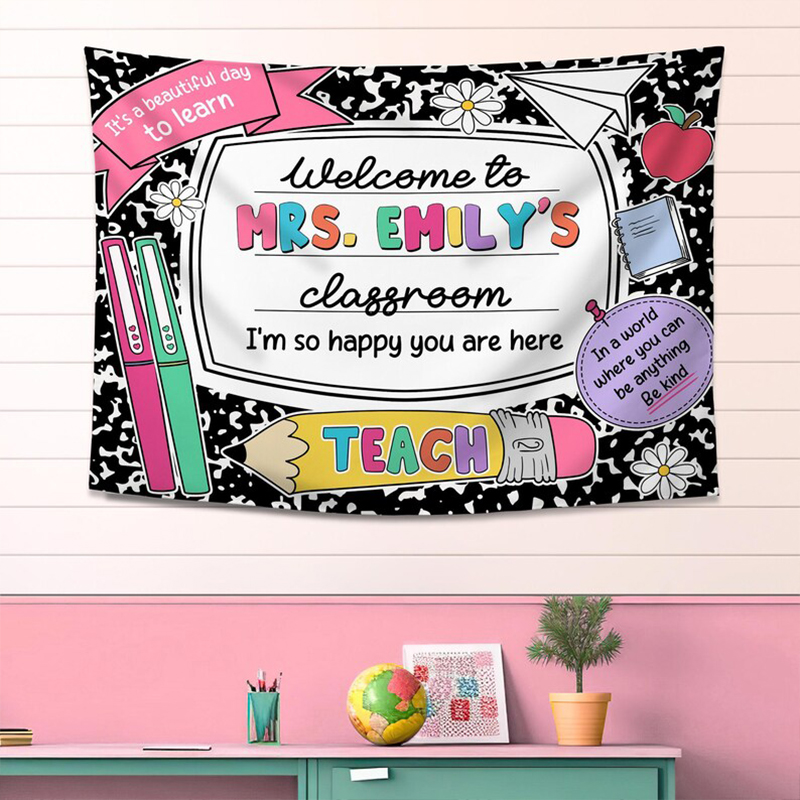 Personalized Welcome To This Class I'm So Happy You Are Here Teacher Classroom Tapestry