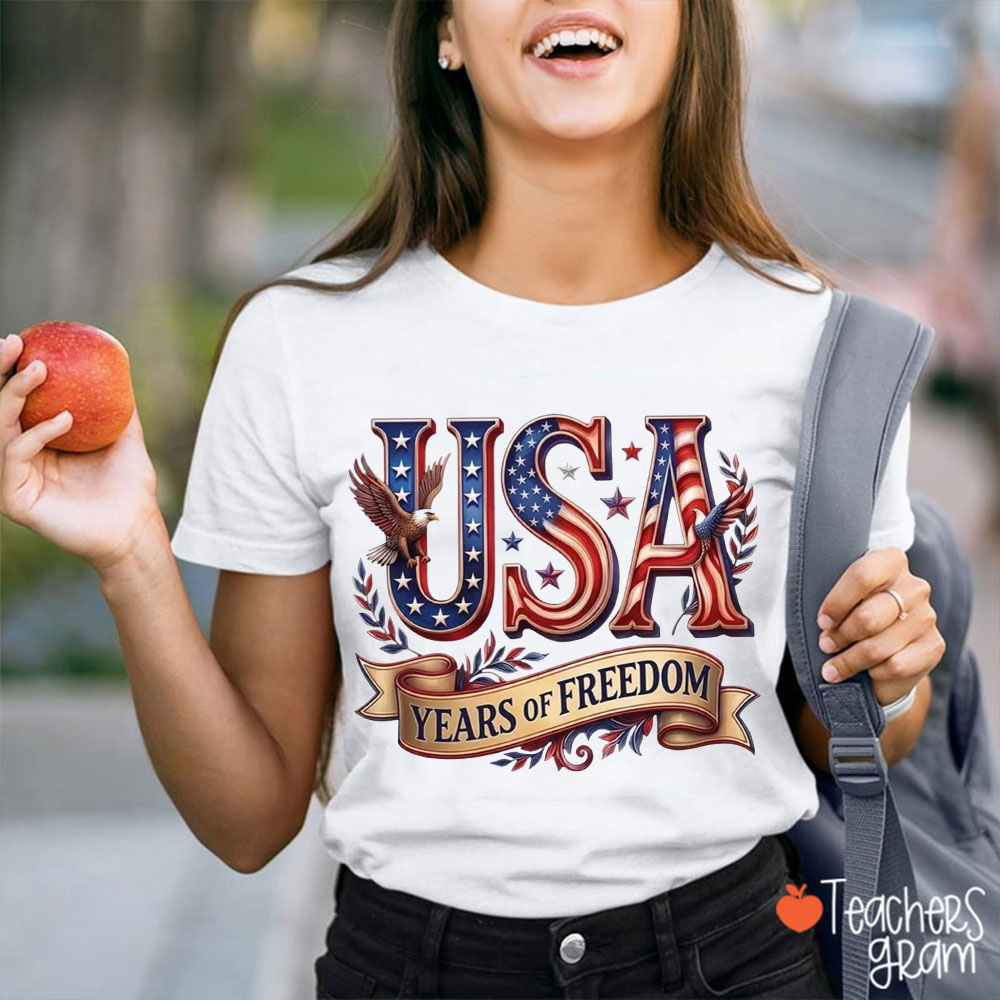USA 250 Years Of Freedom Teacher T-Shirt