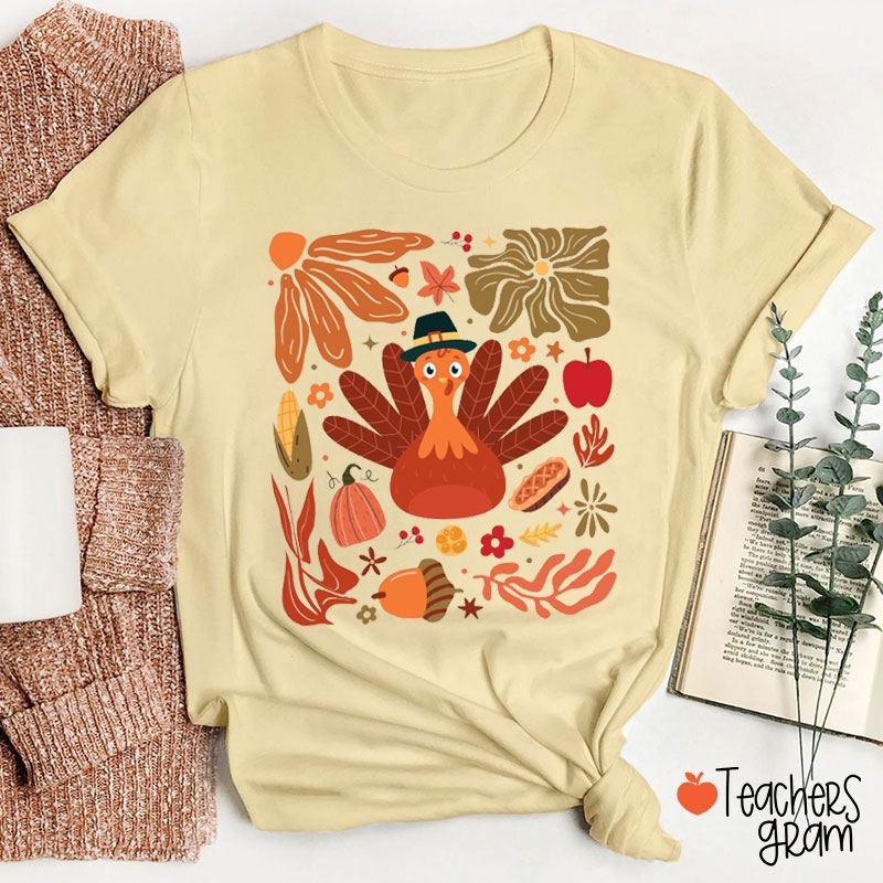 Thanksgiving Turkey Holiday Teacher T-Shirt