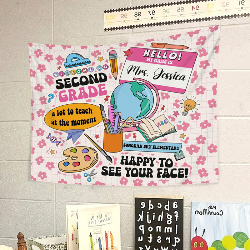Personalized Welcom To My Class Happy To See Your Face Teacher Classroom Tapestry