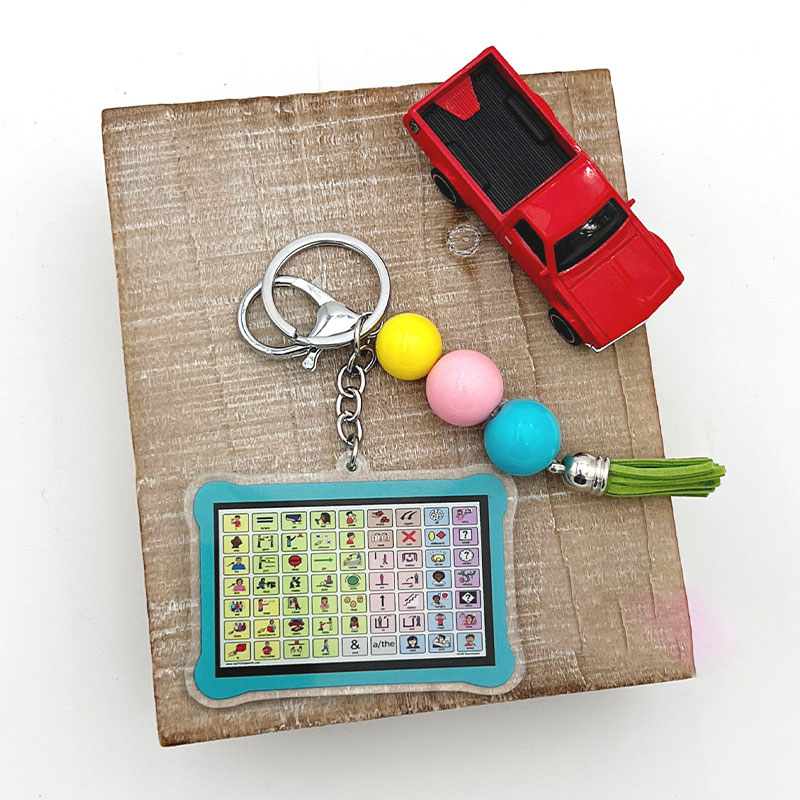 AAC Keychain With Core Vocabulary Teacher Acrylic Keychain