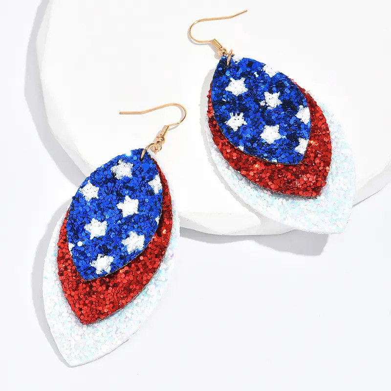 Sequined Star Leaf Teacher Metal Earrings