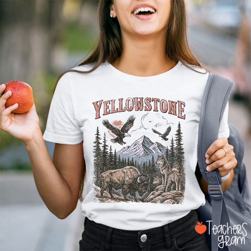 Retro Yellowstone National Park Teacher T-Shirt