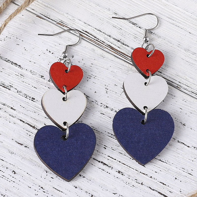 Independence Day Teacher Wooden Earrings