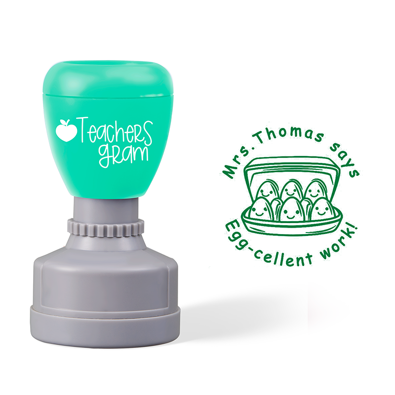 Personalized Name Mrs Thomas Says Eggcellent Work Teacher Stamp