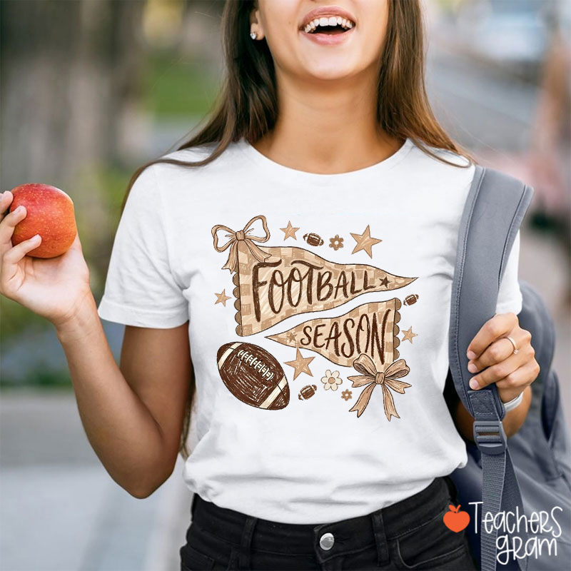 Personalized Game Day Pennant Bow Sport Teacher T-Shirt