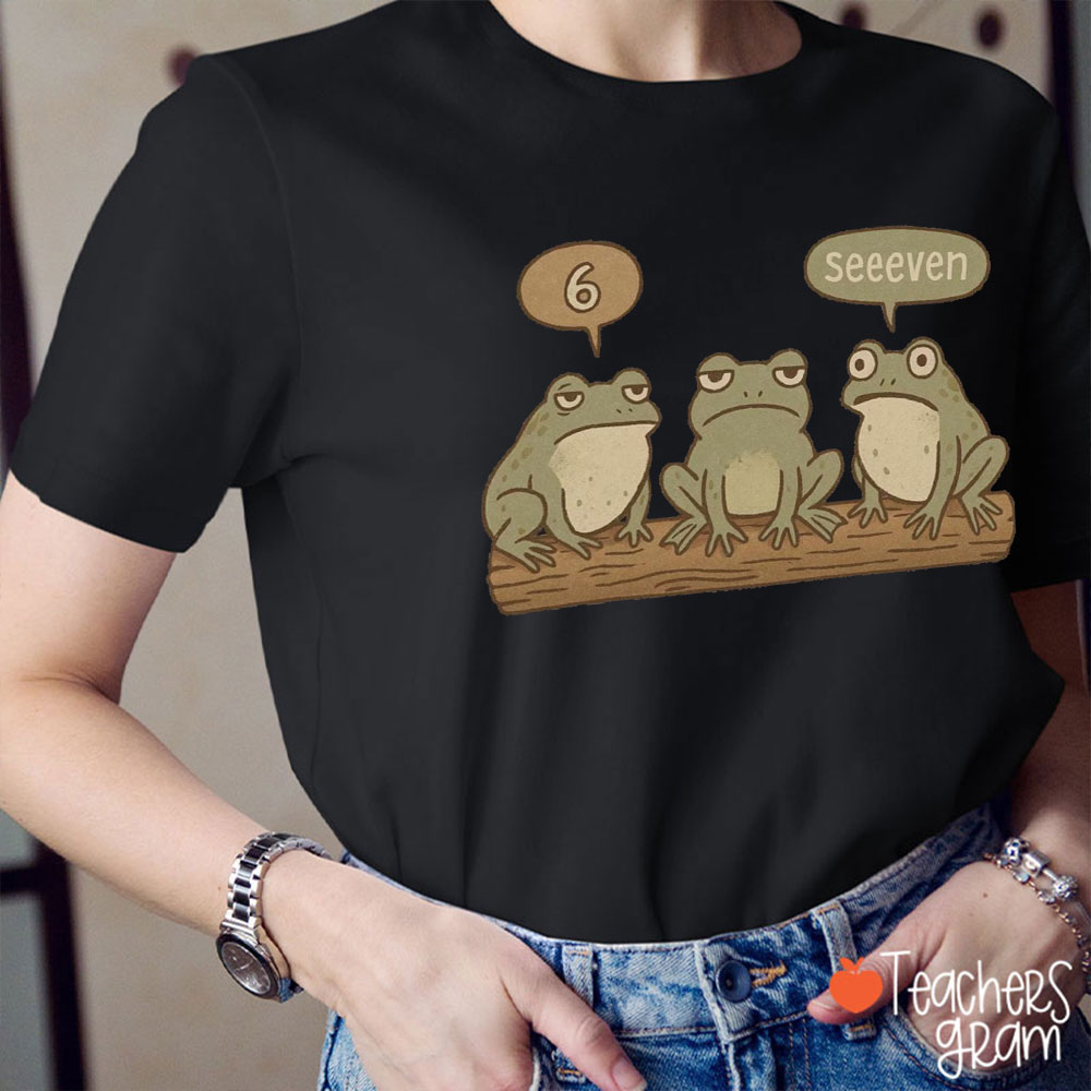 Funny Frog Six Seven Teacher T-Shirt