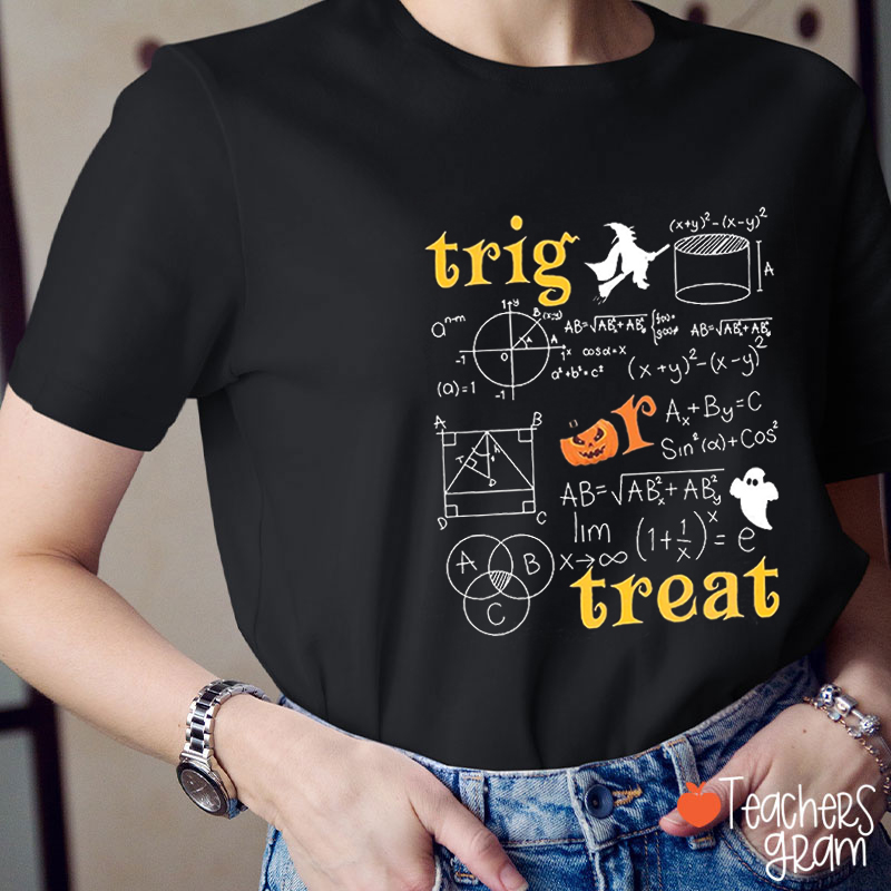 Trig Treat Ghost Halloween Math Teacher T-Shirt