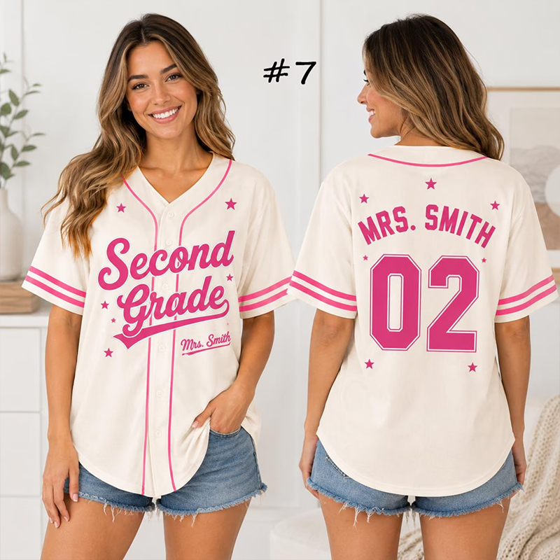 Personalized Grade And Name Teacher Baseball Jersey