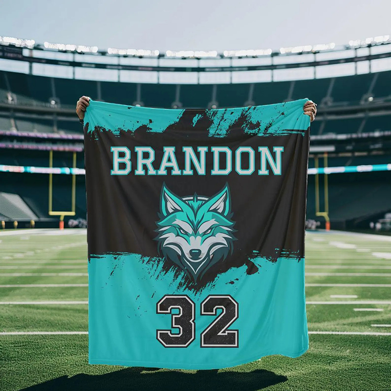 Personalized Mascot Icon Ink Brush Game Day Teacher Blanket