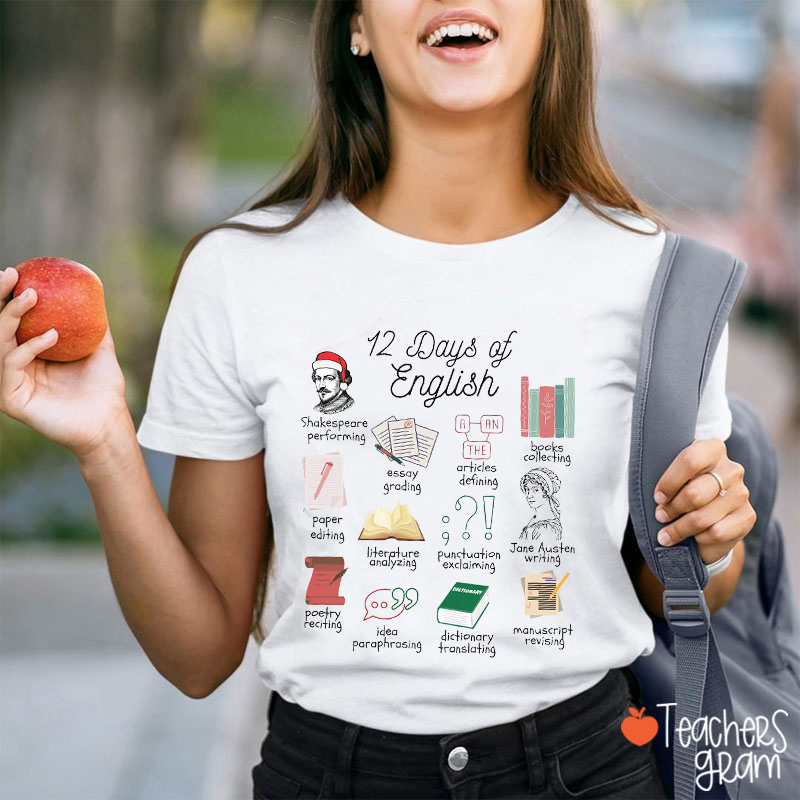 12 Days Of English Christmas Teacher T-Shirt