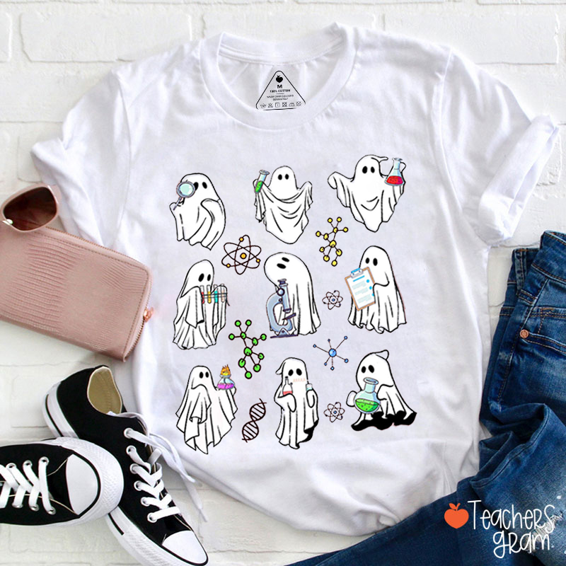 Spooky Ghost Science Teacher T-Shirt