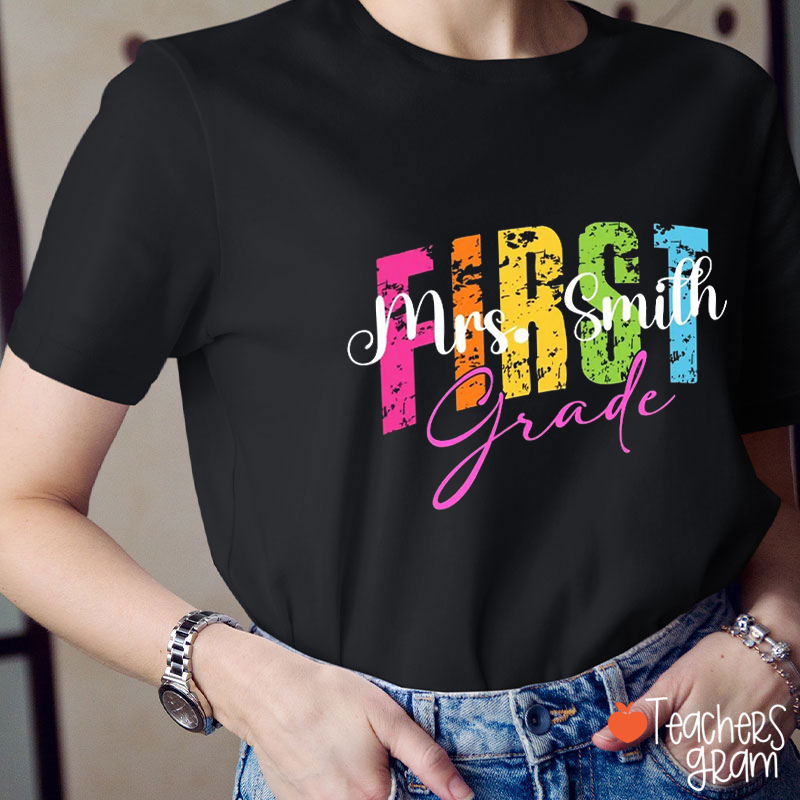 Personalized Grade Name Color Teacher T-Shirt