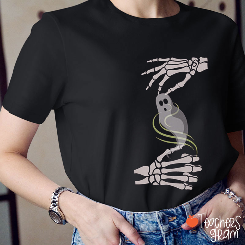 ASL Spooky Ghost Halloween Party Teacher T-Shirt