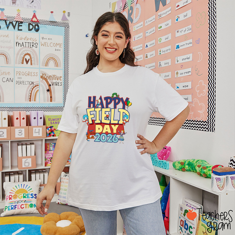 Personalized Happy Field Day Children's Books Teacher T-Shirt