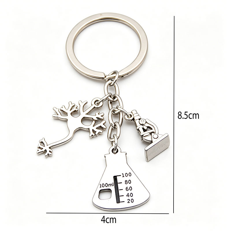 Neuron Microscope And Flask Science Teacher Keychain