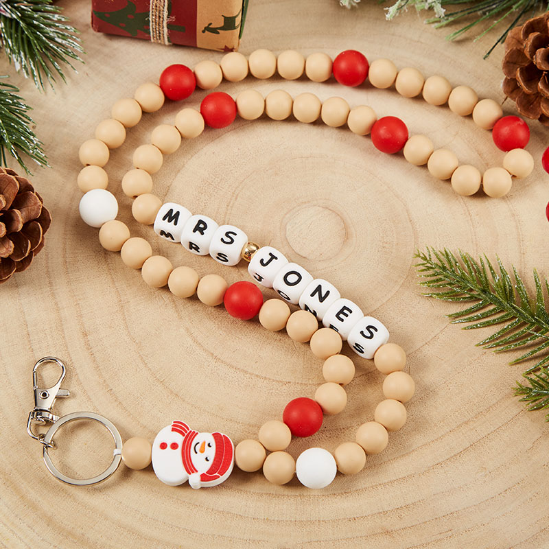 Personalized Little Snowman Wearing Scarf Teacher Lanyard