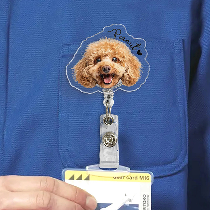 Personalized Pet Portrait Teacher Badge Reel