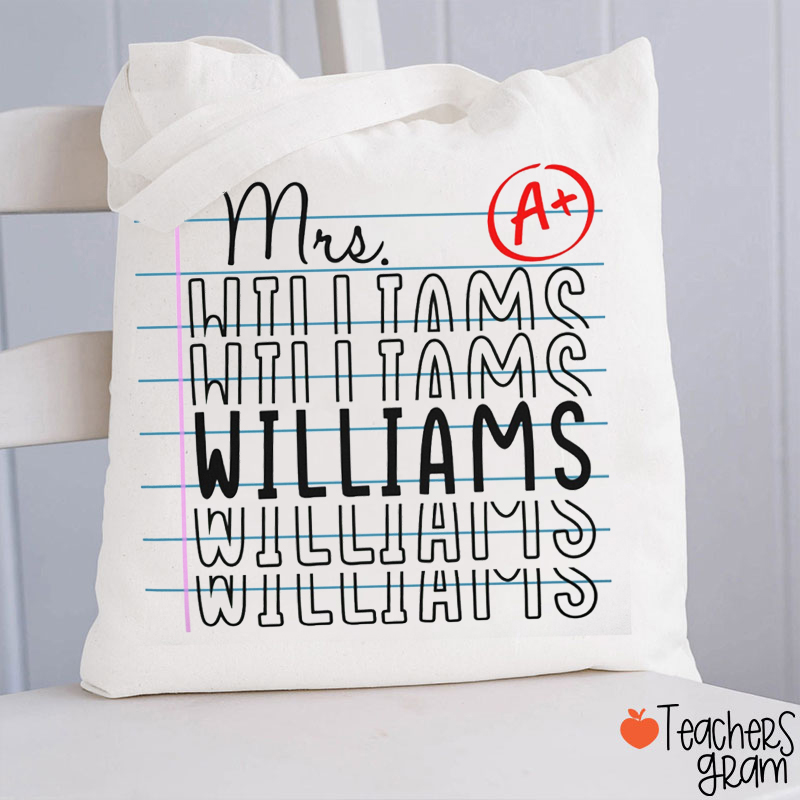 Personalized Name Notebook Teacher Tote Bag
