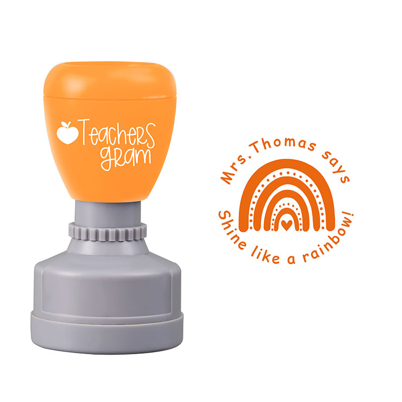 Personalized Shine Like A Rainbow Teacher Stamp