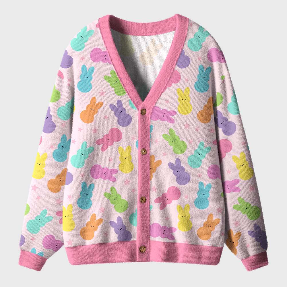 Cute Easter Bunny Teacher Ugly Cardigan Sweaters