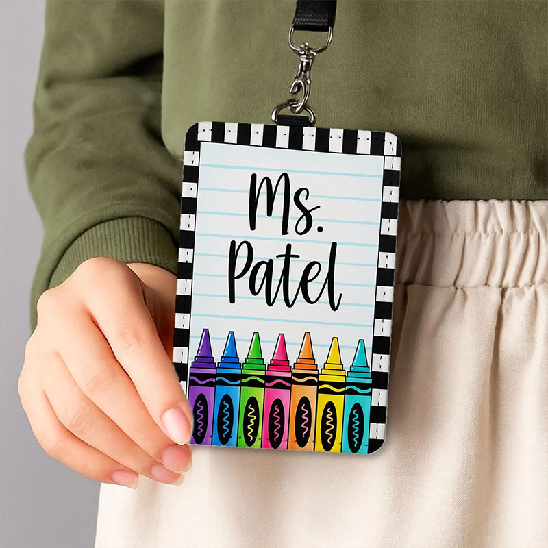 Personalized Colorful Crayon Teacher Card Holder