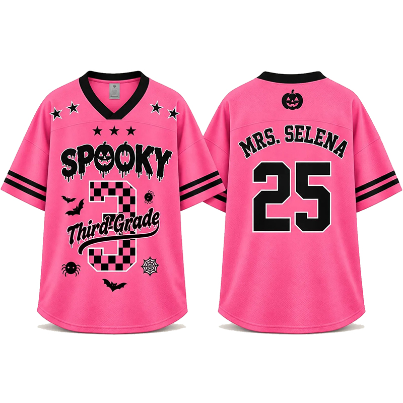 Personalized Spooky Checkered Teacher Mesh Jersey