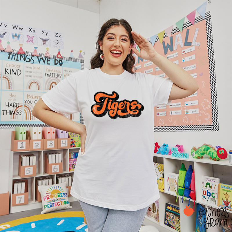 Personalized Mascot Vintage Distressed Print School Spirit Teacher T-Shirt