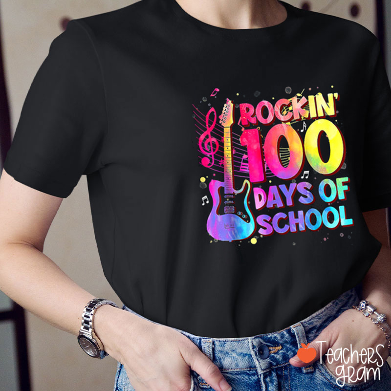 Rockin 100 Days Of School Teacher T-Shirt