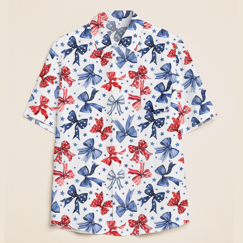 American Flag Bow Teacher Short Sleeve Shirt