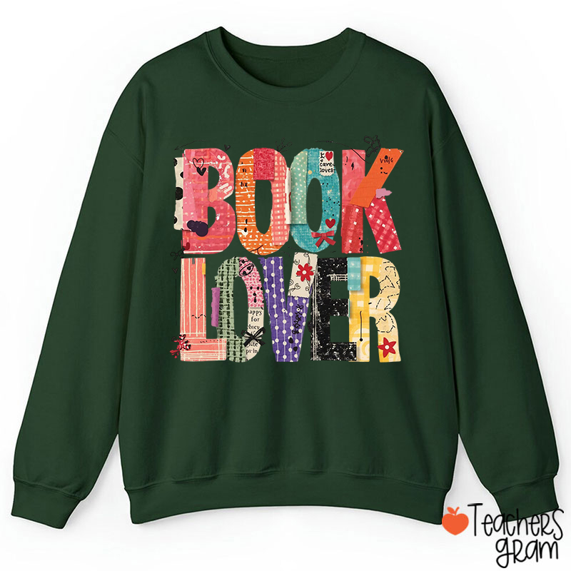 Faux Patchwork Book Lover Teacher Sweatshirt
