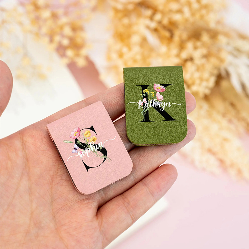 Personalized Floral Initial Teacher Magnetic Bookmark