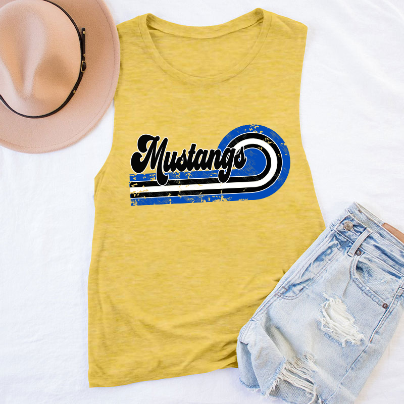 Personalized Retro Mascot School Spirit Teacher Tank Top