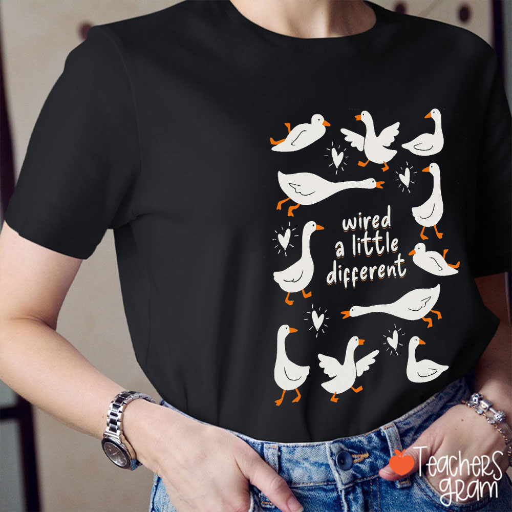 Silly Goose Wired A Little Different Teacher T-Shirt