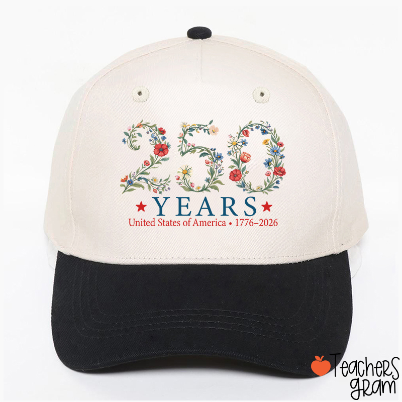 USA 250th Anniversary Floral Teacher Baseball Cap