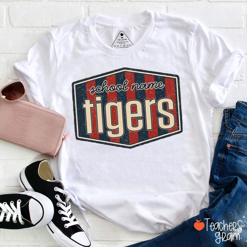 Personalized Mascot Vintage Distressed Football Teacher T-Shirt