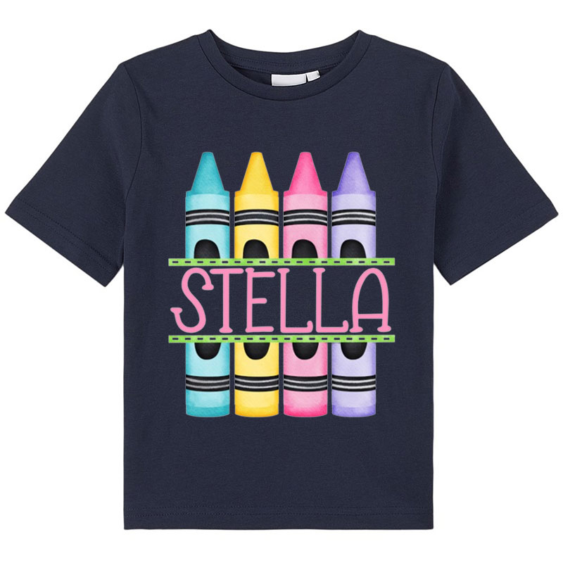 Personalized Welcome Back To School Colorful Crayon Kid T-Shirt