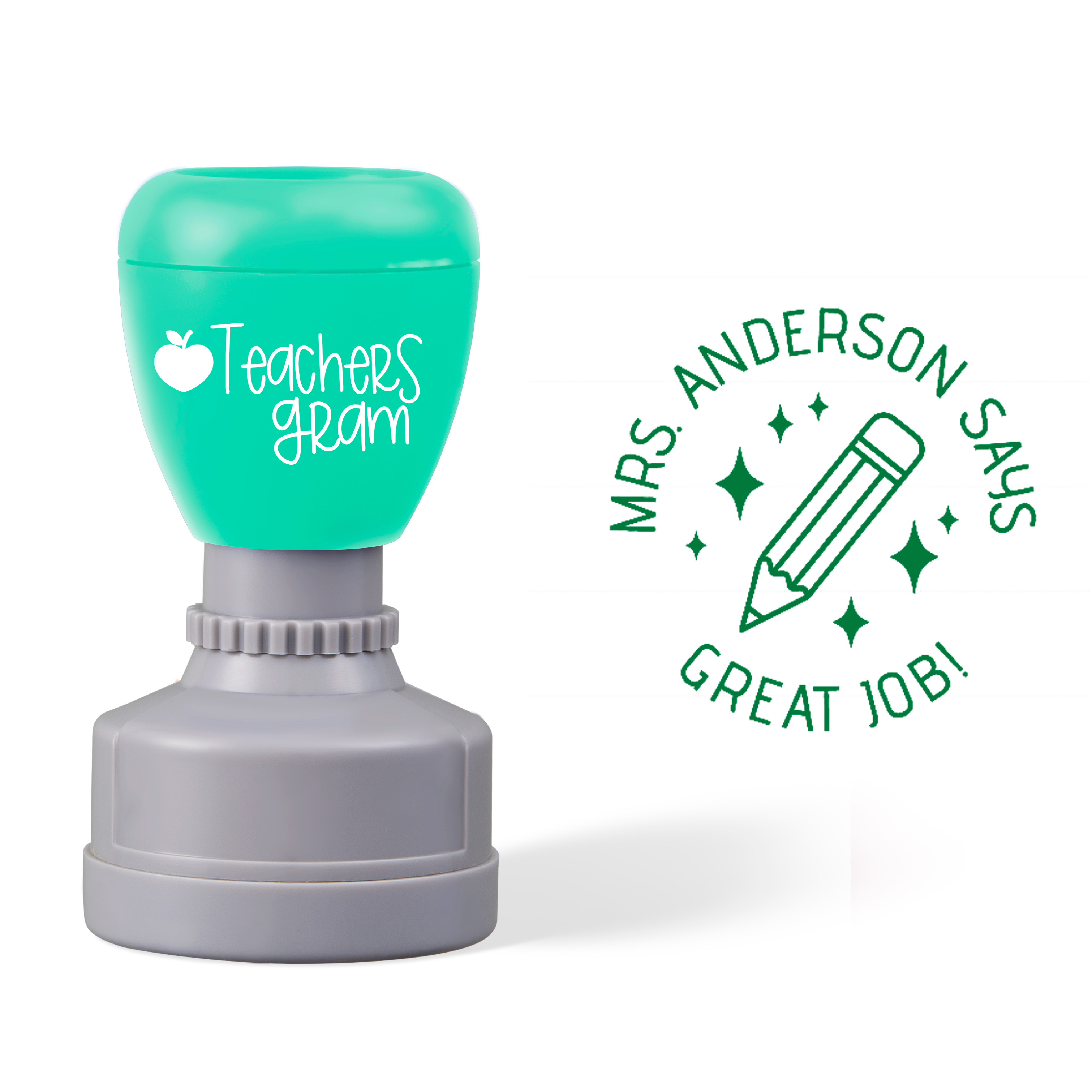 Personalized Name Great Job Pencil Teacher Stamp