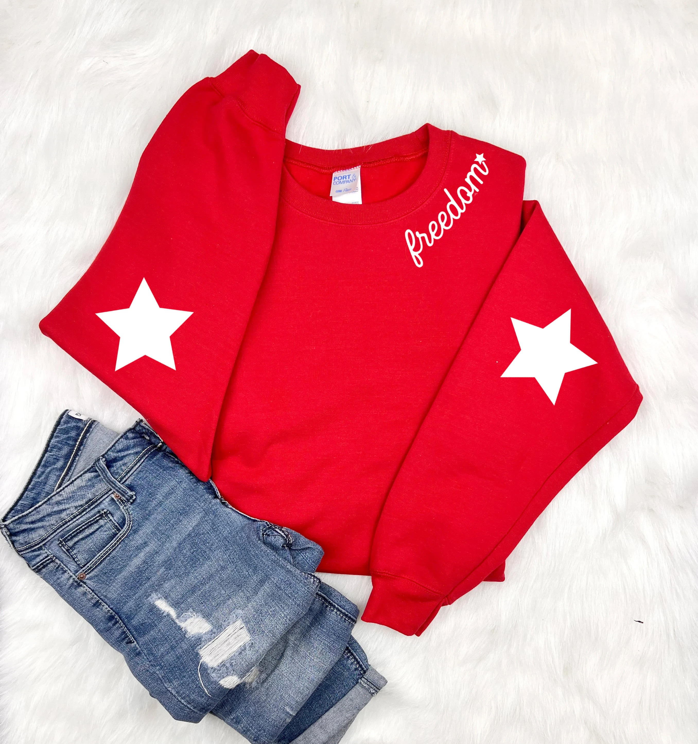 The Land Of Free Teacher Sleeve Print Sweatshirt