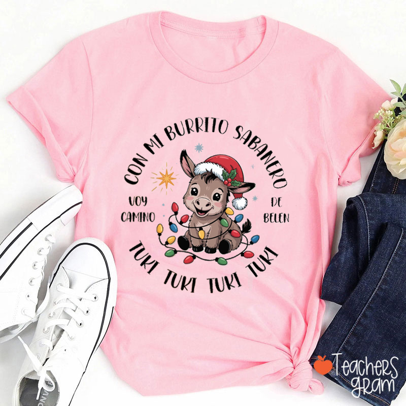 Con Mi Burrito Sabanero Teacher T-Shirt