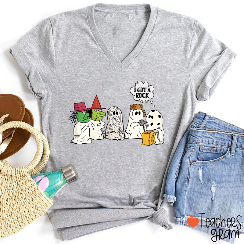 I Got A Rock Halloween Teacher Female V-Neck T-Shirt