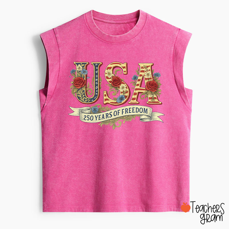 Usa 250 Years Of Freedom Teacher Washed Tank Top