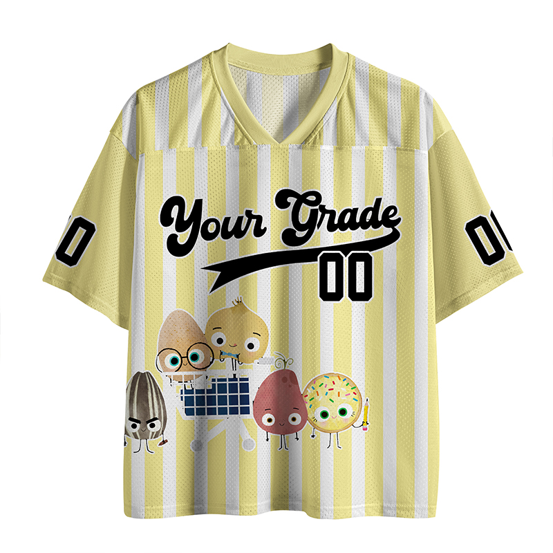 Personalized Name And Grade Cartoon Character Teacher Mesh Jersey