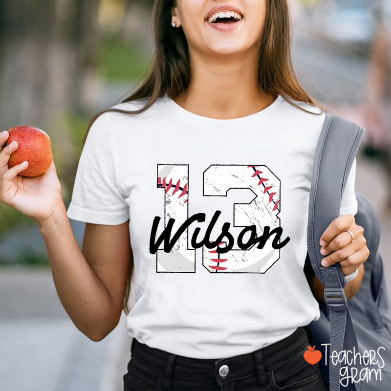 Personalized Baseball Jersey Teacher T-Shirt