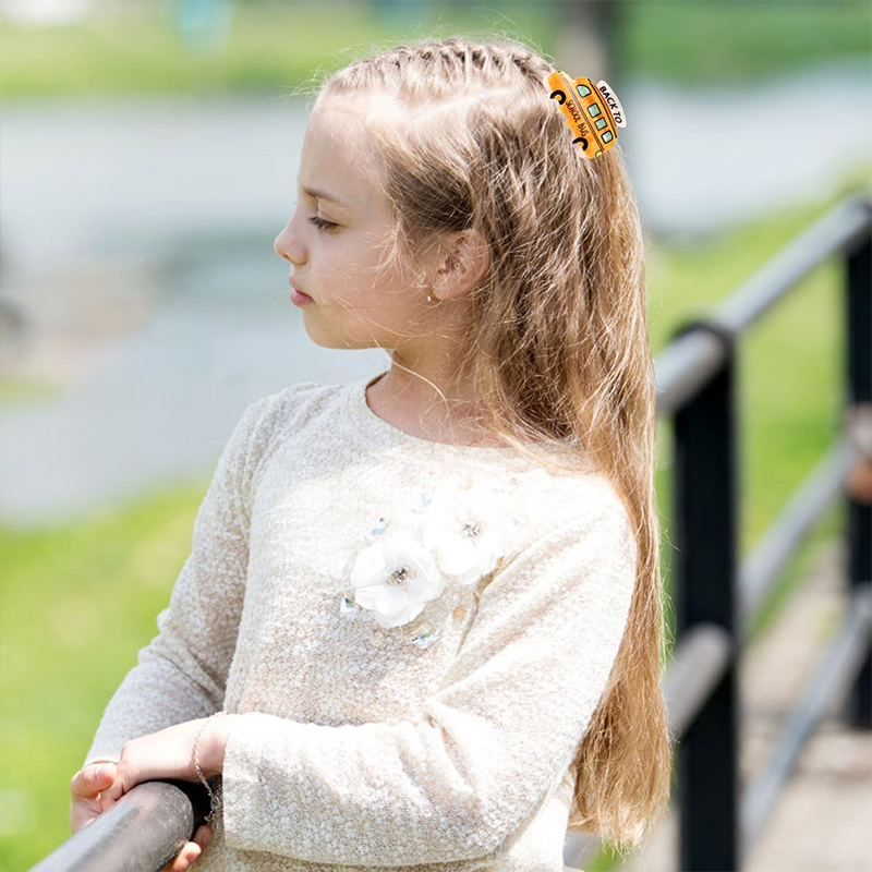 School Bus Apple Calculator Pencil Claw Teacher Hair Clips