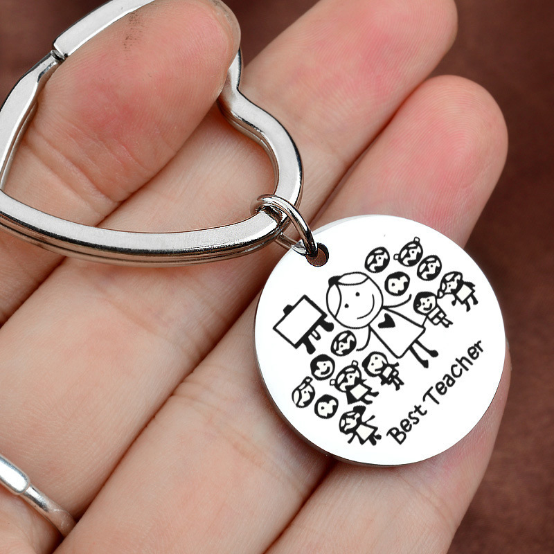 Best Teacher Stainless Steel Teacher Keychain