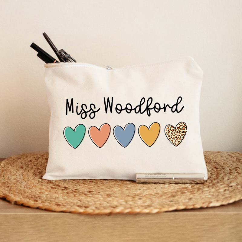 Personalized Colorful Love Teacher Makeup Bag